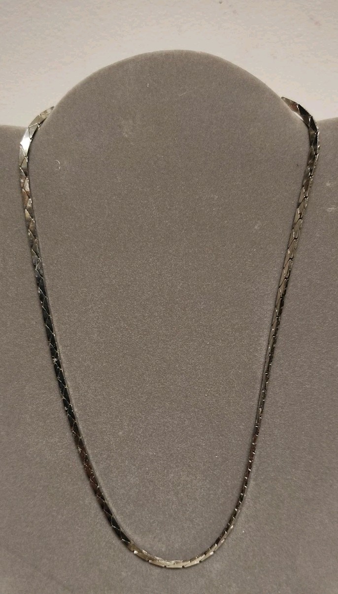 Vintage 17 Inch sterling silver plated Popcorn Chain Necklace