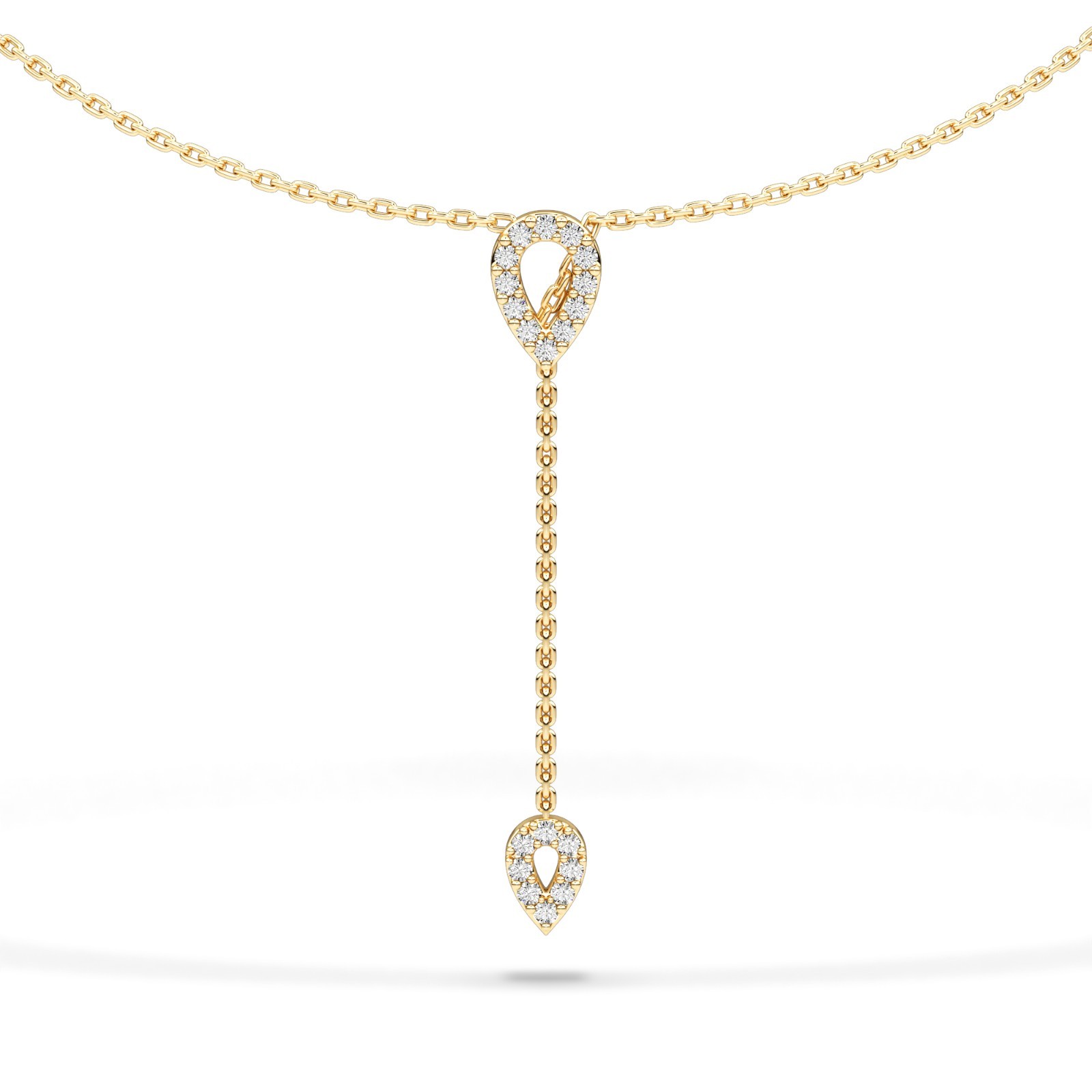 Modern Pear Shape Natural or Lab Grown Diamond Y Drop Necklace 10K 14K 18K Gold