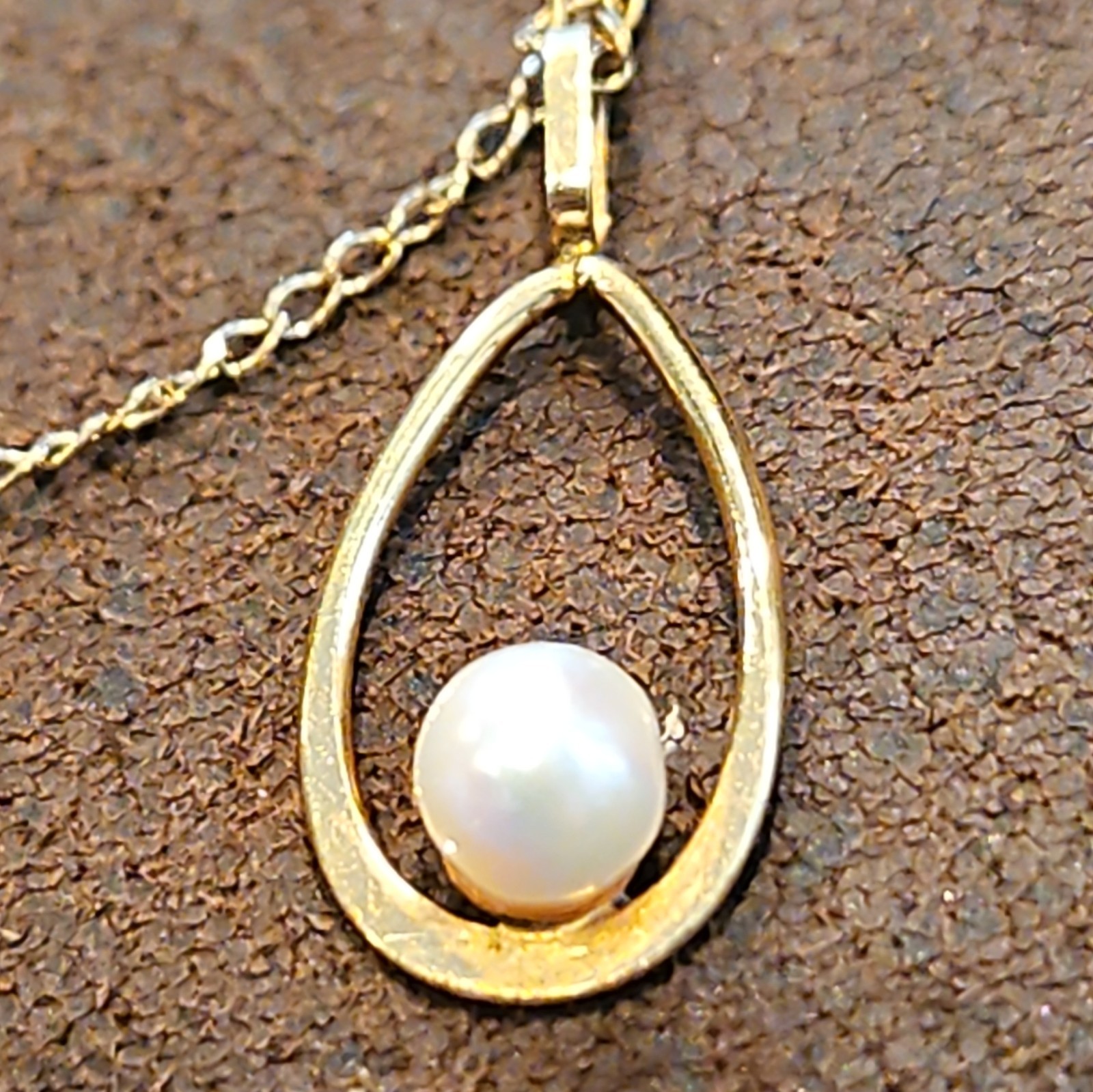 Vintage 14K 12K Gold Filled Pearl Pendant Necklace Set Dainty 18″ Cable Chain