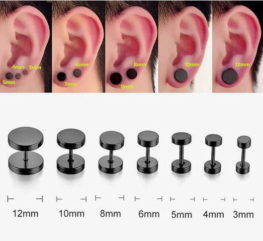 Flat Back Surgical Stainless Steel Stud Earrings for Women Men Piercing Jewelry