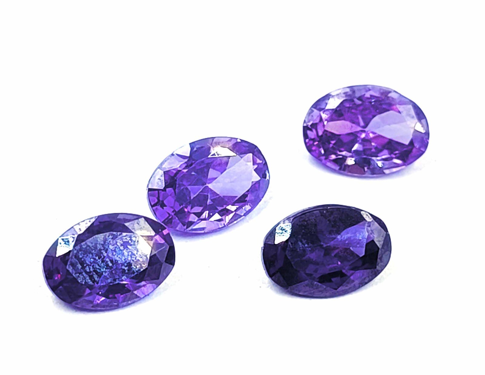 4 Pcs FLAWLESS Natural AAA Purple Sapphire LOT Certified Oval Cut Gemstone AKQ