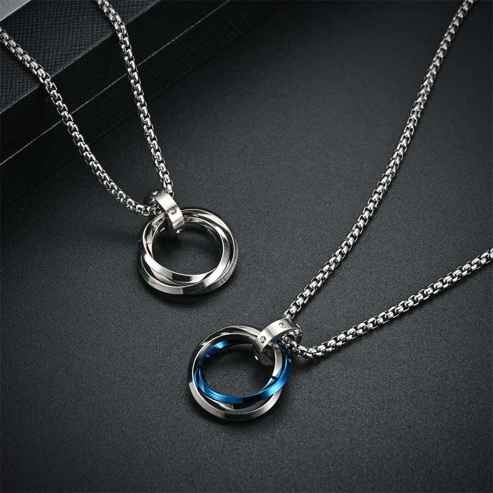 Necklace For Men Hip-hop Three-ring Titanium Steel Does Not Fade Simple Refined