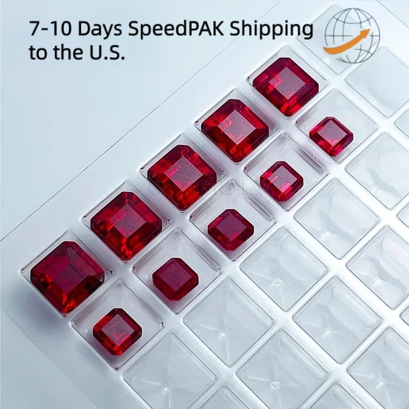 Hot Sale 0.5-10ct Asscher Cut Lab Grown Ruby Loose Gemstones for Jewelry Making