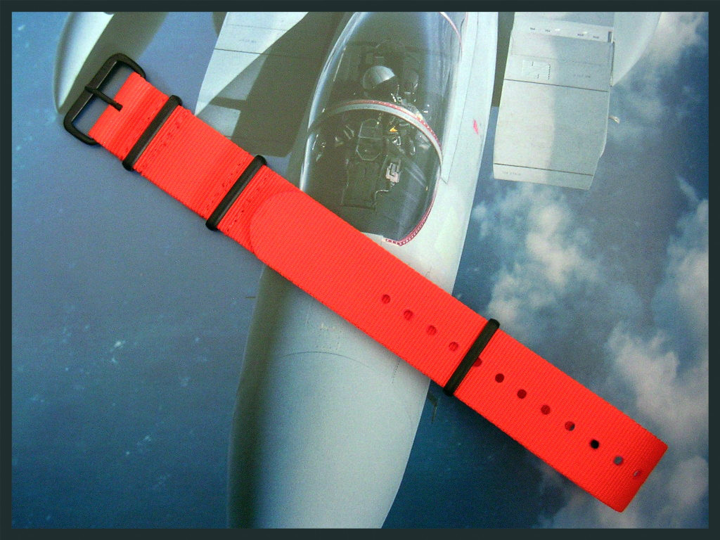 NATO ® X nylon watch band strap Coast Guard Orange 20m 22m g10 PVD RAF IW SUISSE