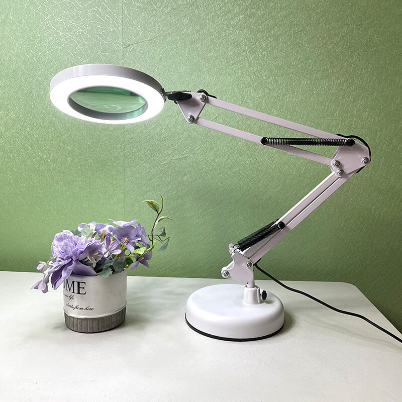 10X Magnifying Glass Desk Light Magnifier LED Lamp Reading Lamp With Base&Clamp