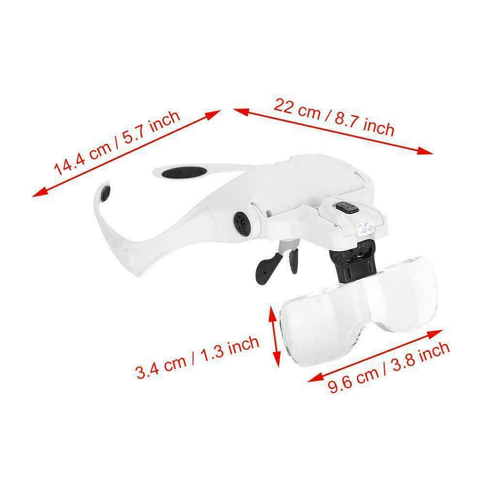 Magnifying Glass Lens LED Light Lamp Visor Head Loupe Jeweler Headband Magnifier