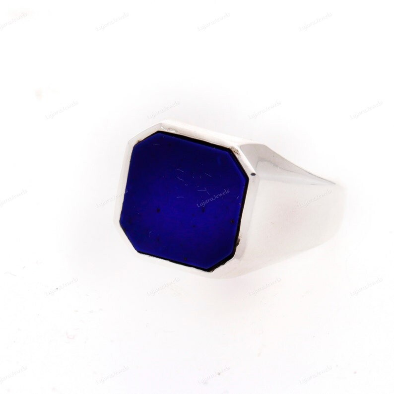Lapis Lazuli Mens Ring 925 Sterling Silver Ring, Signet Men Ring Gift For Him