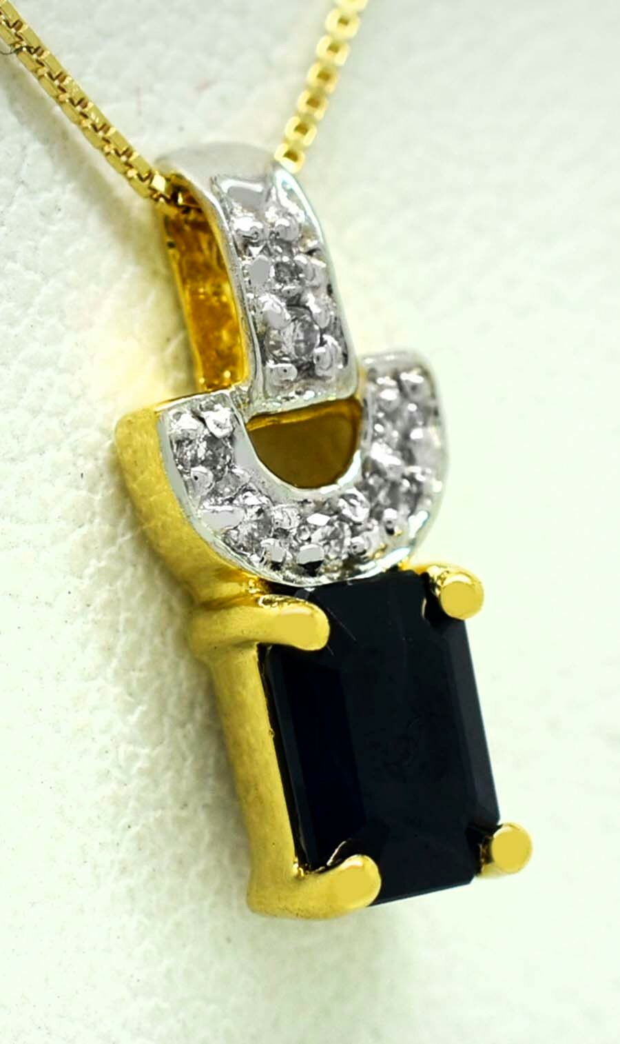 GENUINE 1.06 Cts BLUE SAPPHIRE & DIAMONDS PENDANT 14K YELLOW GOLD ** NWT **