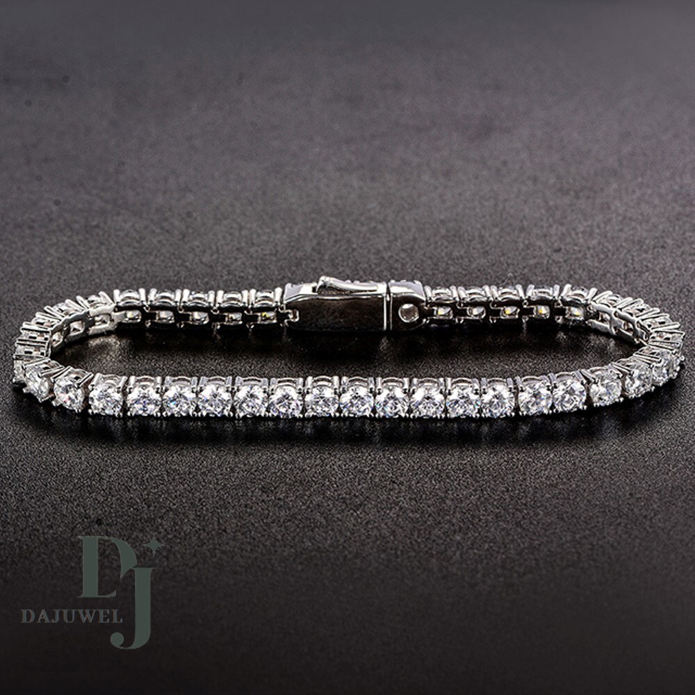 7″ inch Long Tennis Bracelet Solid 14K White Gold 7 Carat Round Cut For Women