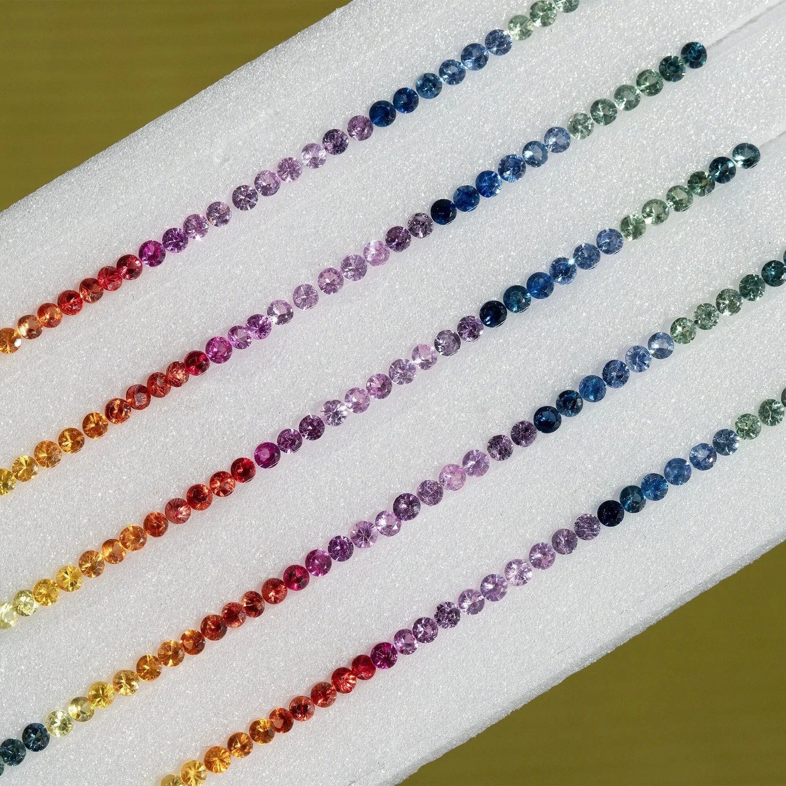 Rainbow Sapphire Color Gradation 2mm Round Set for Bracelet Amazing Design 1 pcs