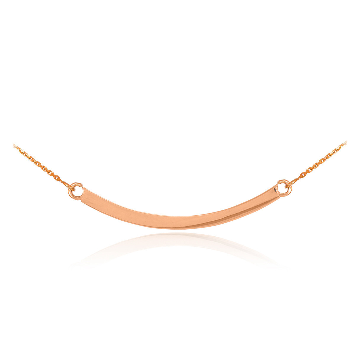 14K Solid Gold Curved Bar Necklace(Available in Yellow/Rose/White Gold)