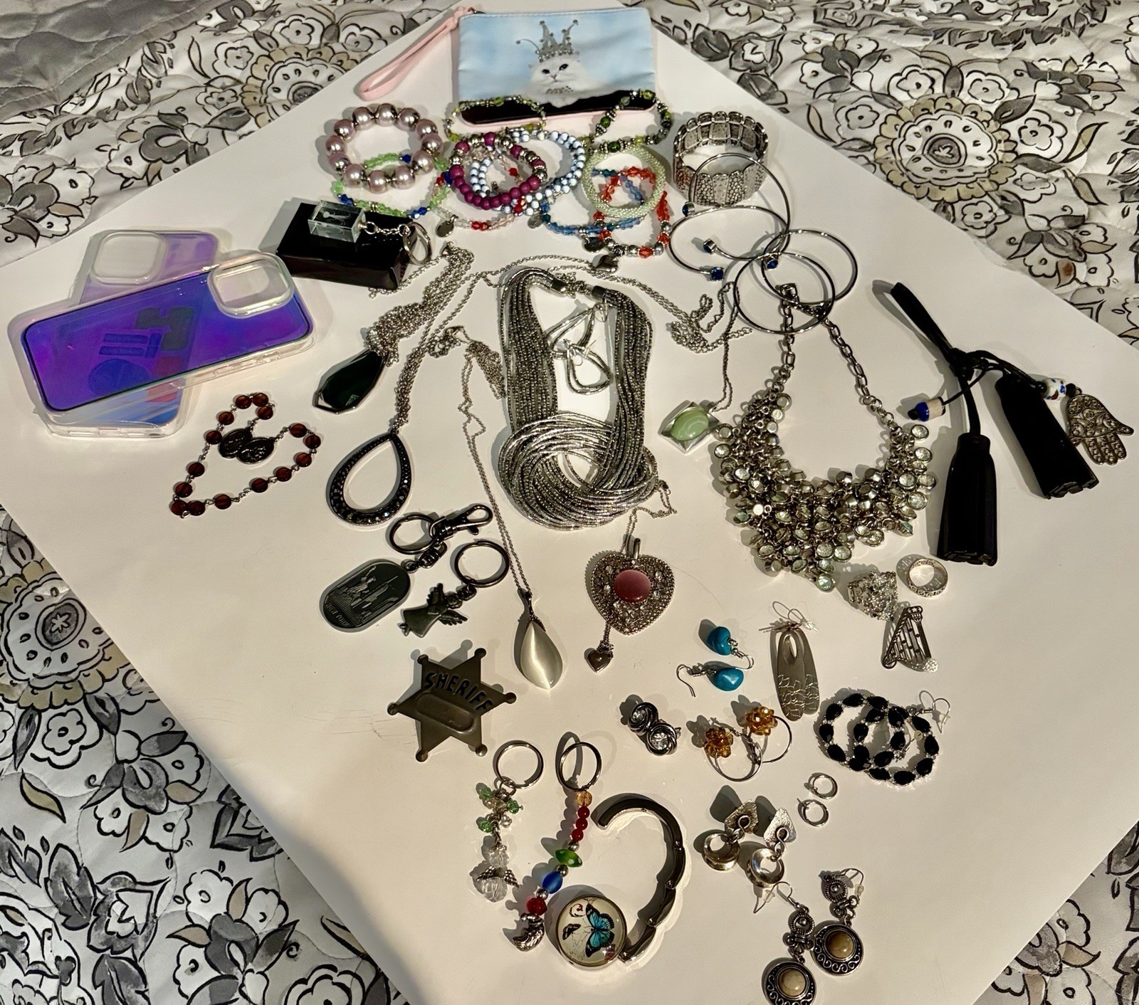 Chic Silver Tone & 925 Lot. (50+ ) Jewelry & More ! SEE PHOTOS & DESCRIPTION!