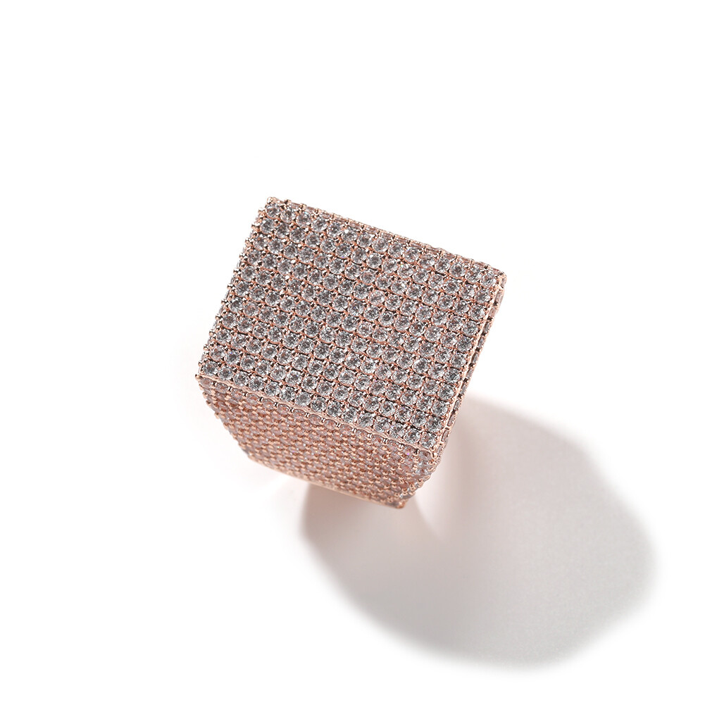 Hip Hop TopBling Full Zircon Square Ring 18K Real Gold Plated Mens Jewelry Gift