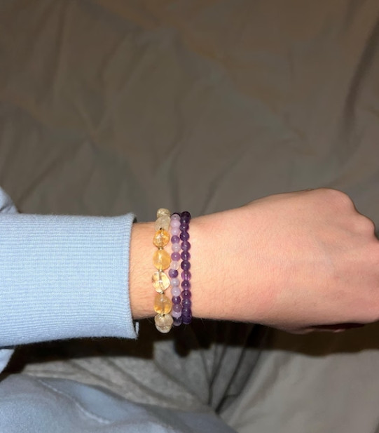 Natural Citrine Stone Dainty Bracelet Yellow November Birthstone Gift for Women