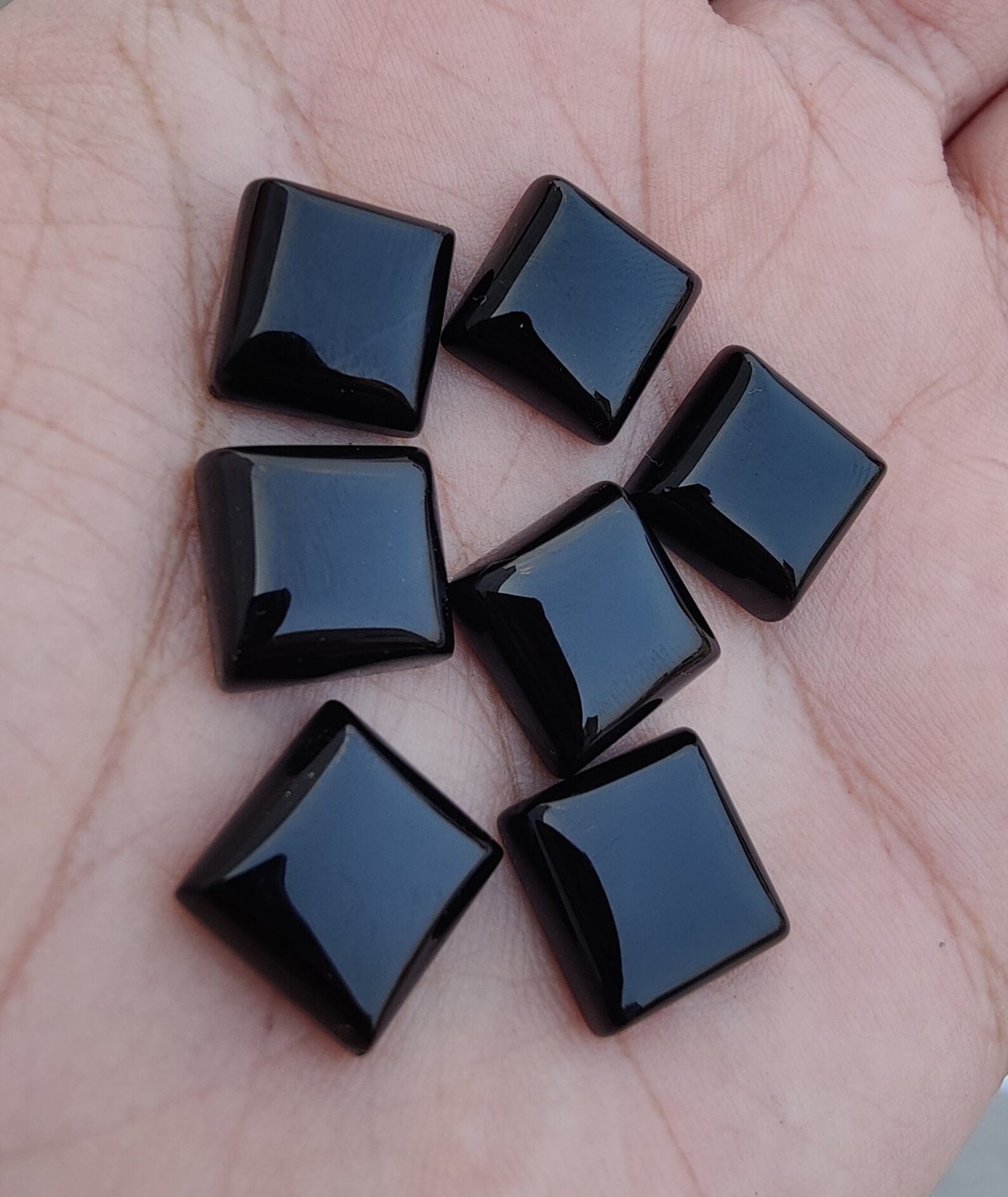 Natural Black Onyx Square Cabochon Loose Gemstone For Jewelry Crafting