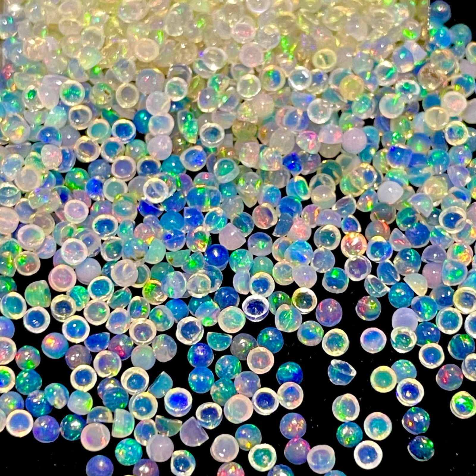 50 Pcs Natural Opal 2mm Round Flashy Multi Color Loose Cabochon Gemstones Lot
