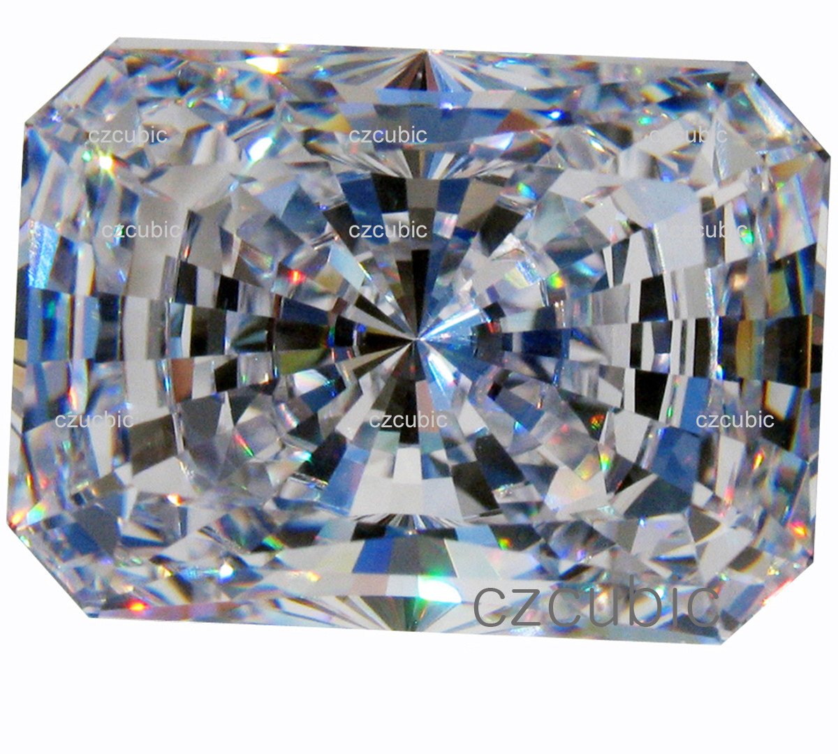 CUBIC ZIRCONIA EMERALD-RADIANT CUT SUPER QUALITY WHITE CZ CLEAR U.S.A SHIPPER
