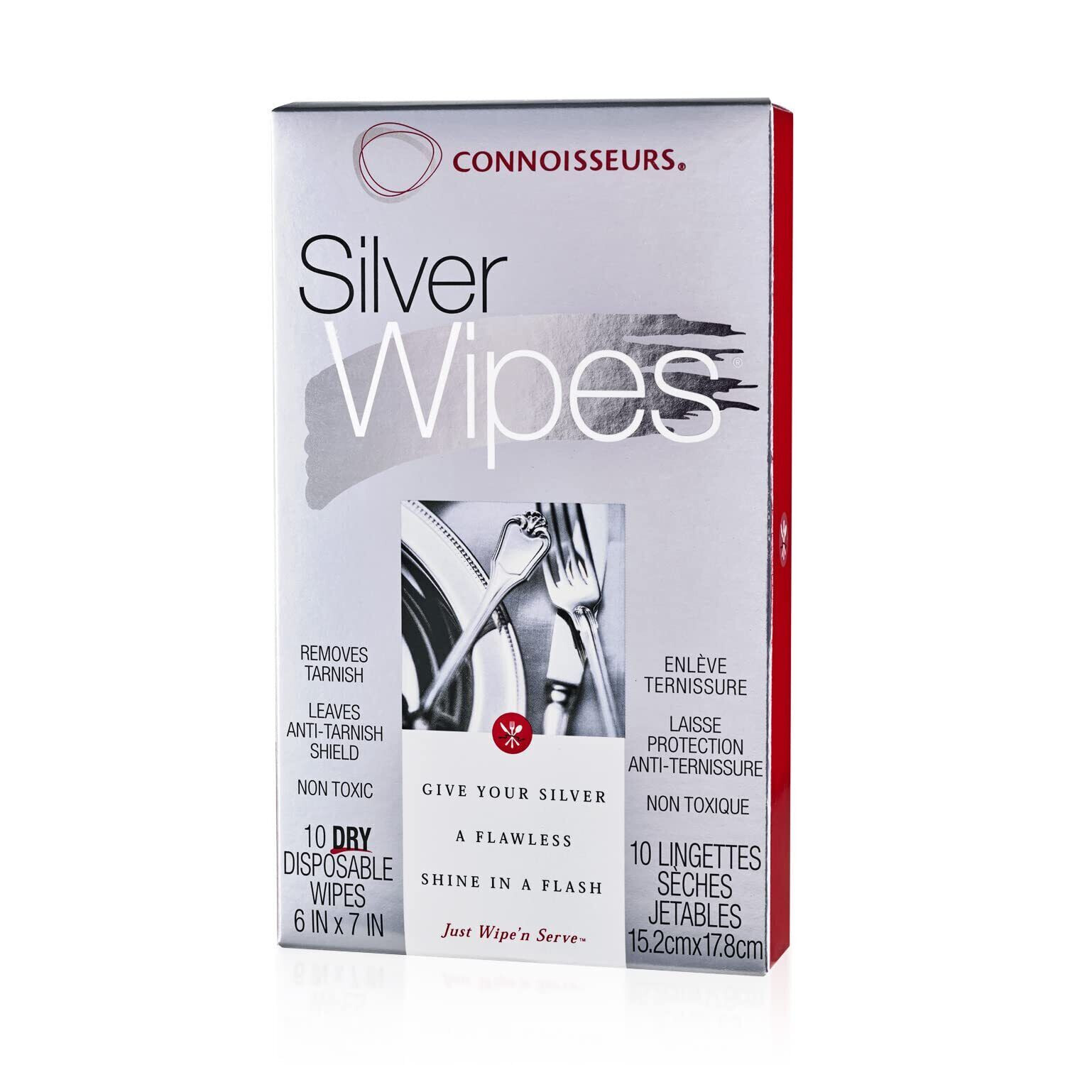 Connoisseurs Silver Wipes Disposable Sterling Silver Cleaner & Polisher, 10 Wipe