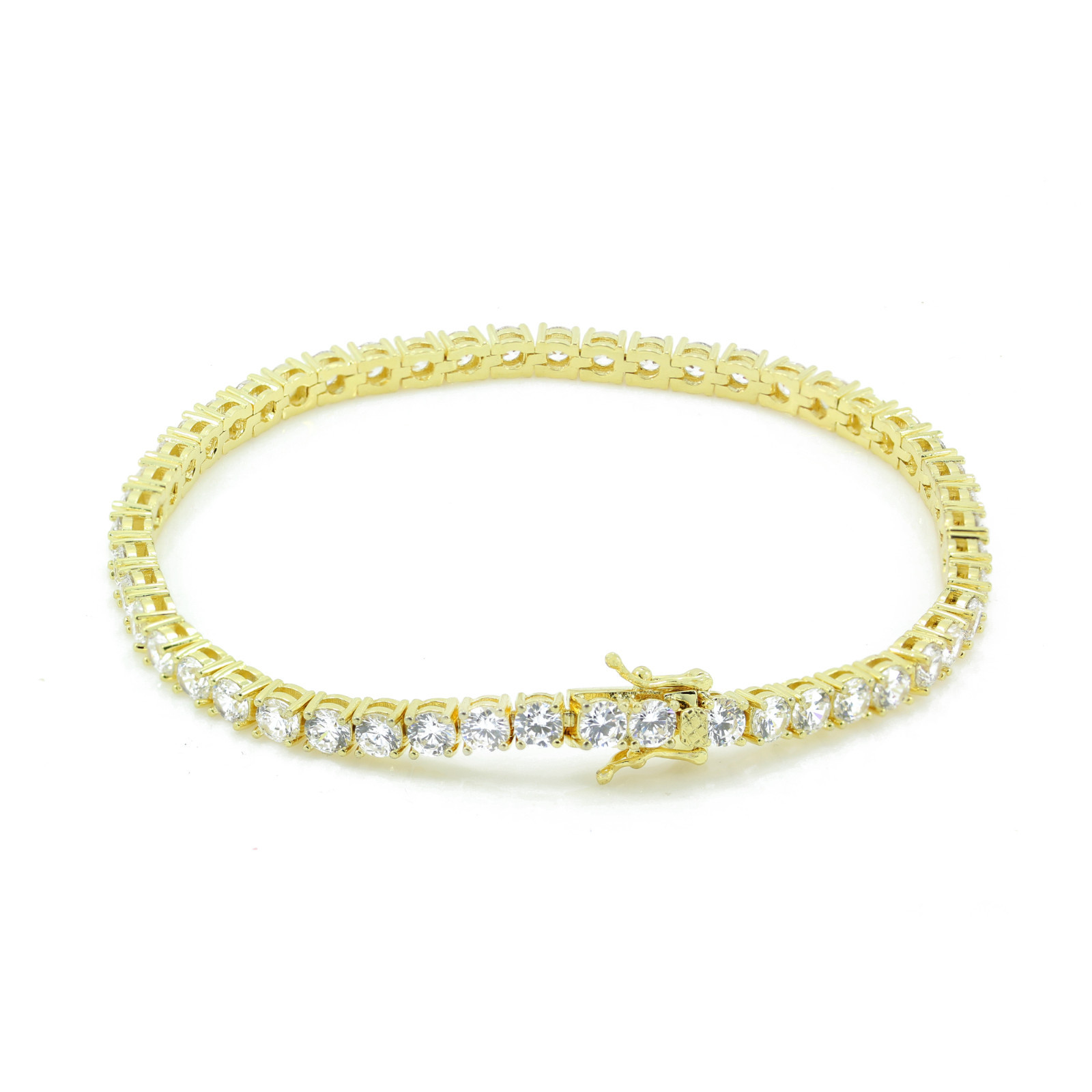 Unisex 1 Row 14K Gold Finish Solitaire Bling Tennis Chain Necklace 16-30 inches