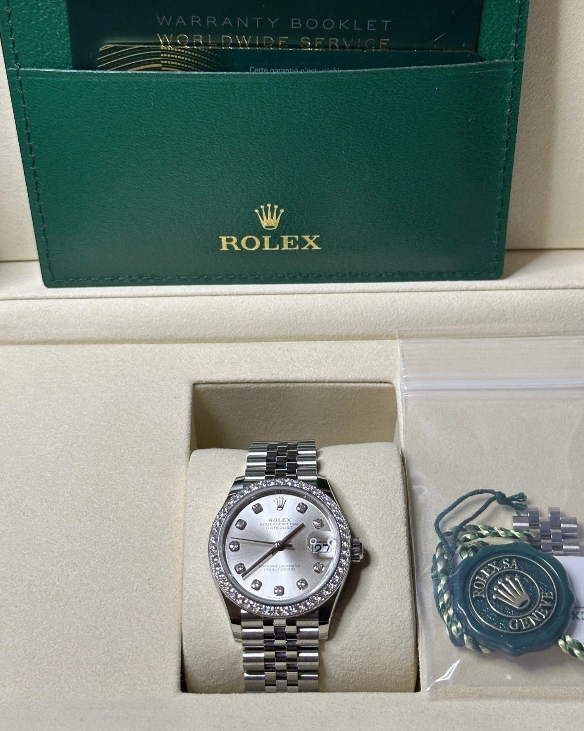 Datejust 31 Oyster, Oystersteel white gold and Factory diamonds # 278384RBR-0034