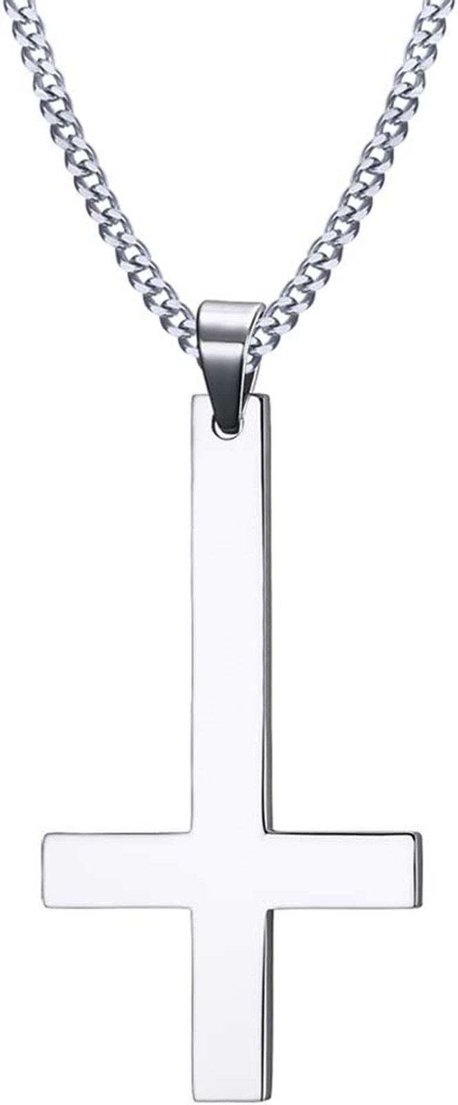 Jewelry Stainless Steel Upside Down Cross Necklace for Men,Inverted Pendant,Gold
