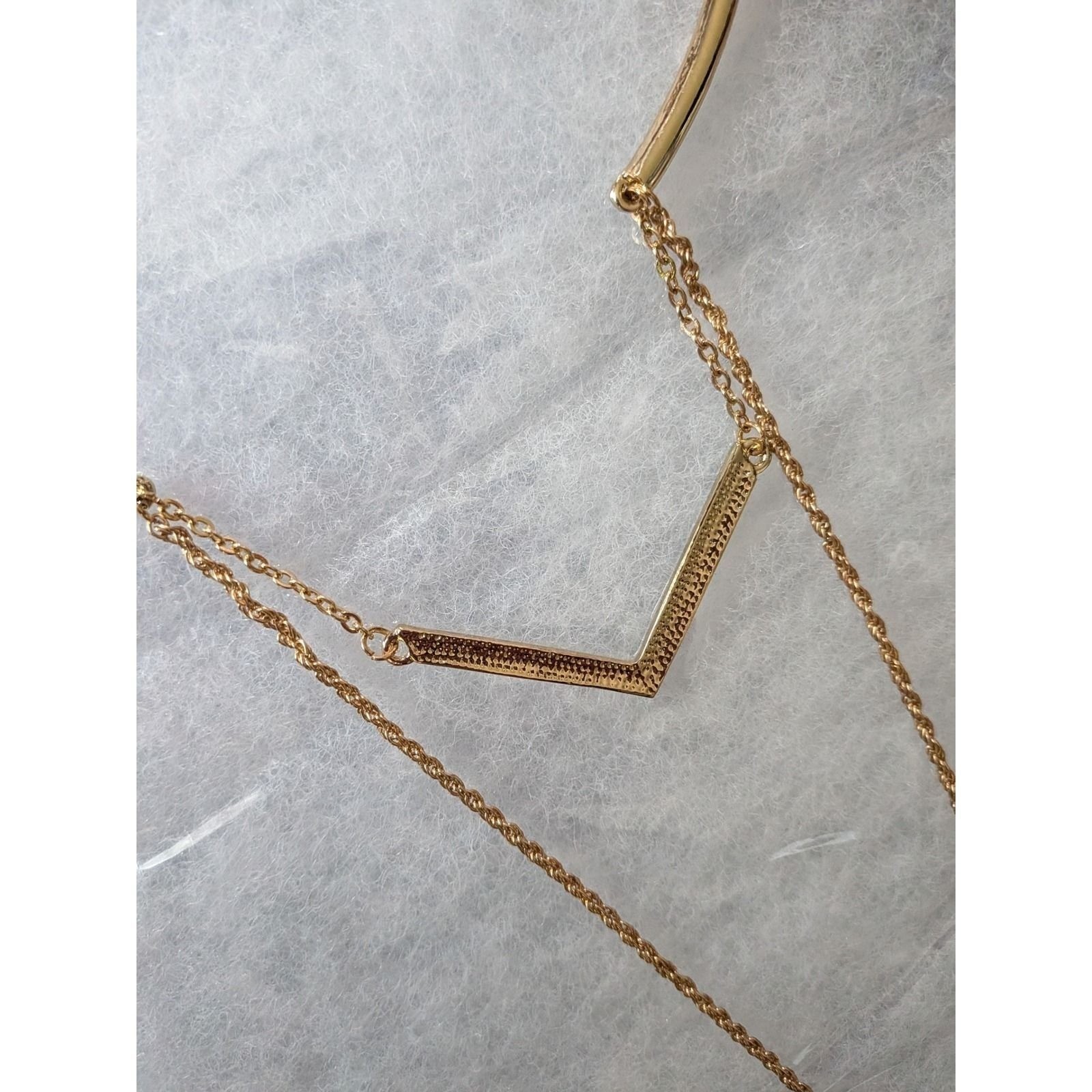 Bansri Gold Tone Layered Chevron Bar Y-Necklace Choker Geometric Jewelry