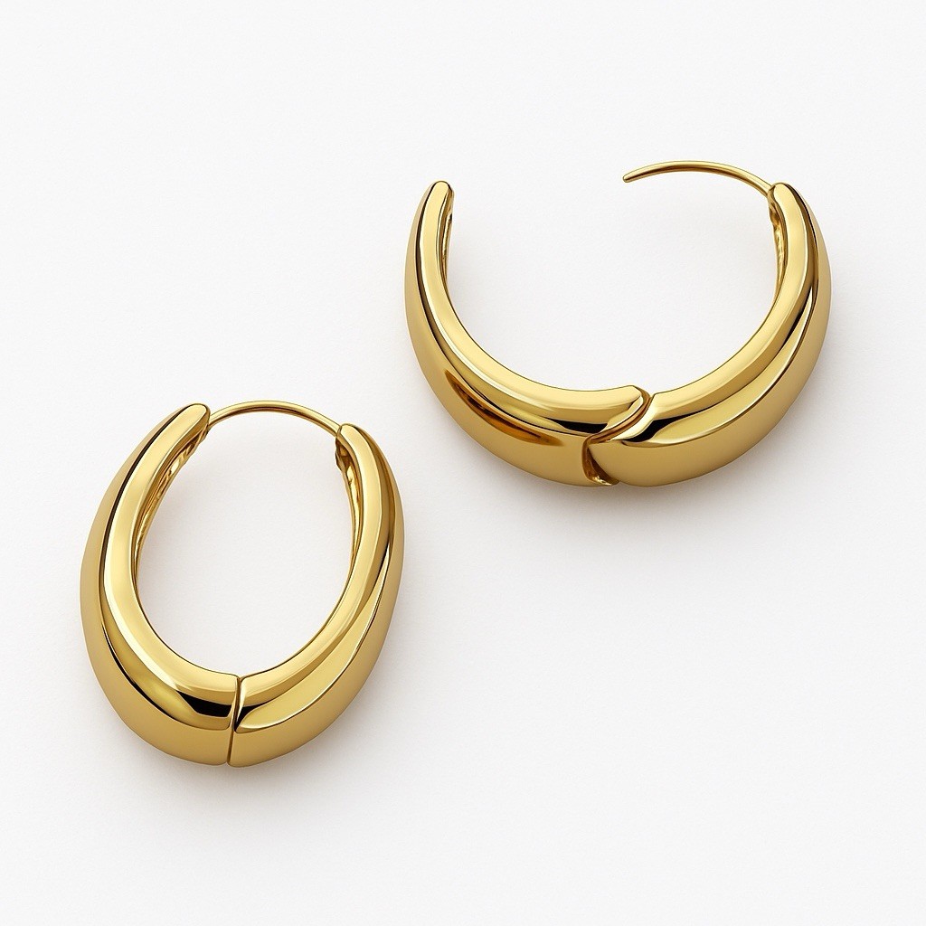Gold Plated Hoop Dangle Medium Size Earrings Fashion Jewelry For Women 23mm