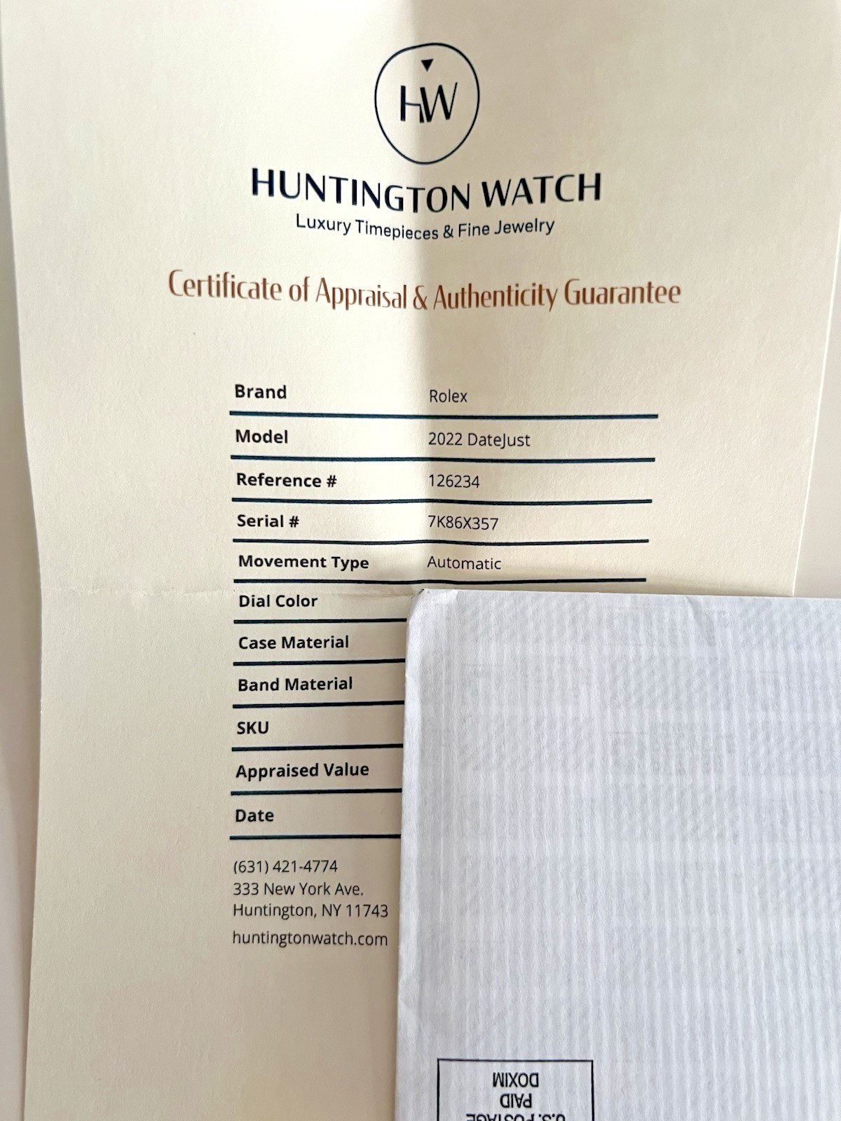 2022 Rolex Datejust 36mm White Dial Watch 126234, EXCELLENT CONDITION!