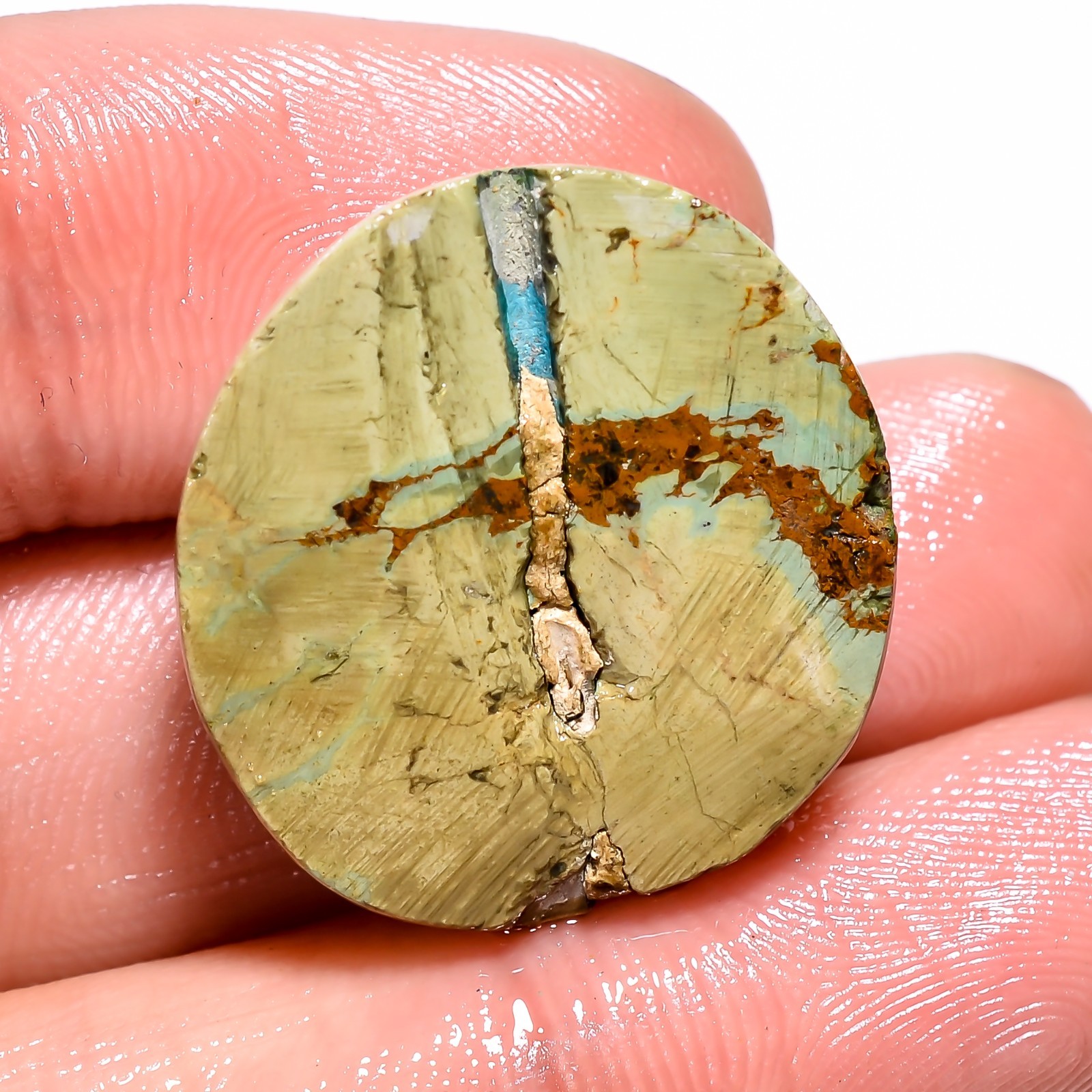 27.60 CTS. 100% Natural TIBET TURQUOISE Fancy Shape Cabochon 22X24X7mm Gemstone
