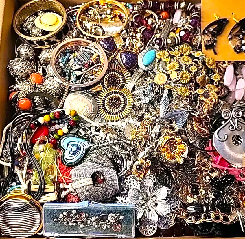 5 Pounds + Jewelry Lot Unsearched JUNK CRAFT with GOOD Tangled In FUN Treasure