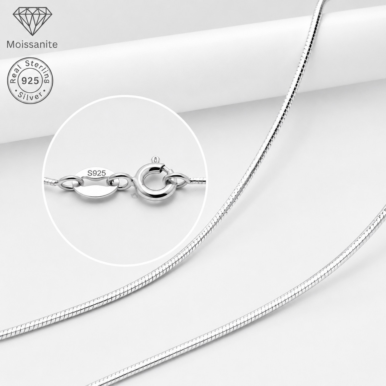 Real 925 Sterling Silver Italian Tarnish-Resist/Nickle-FREE Snake Chain Necklace