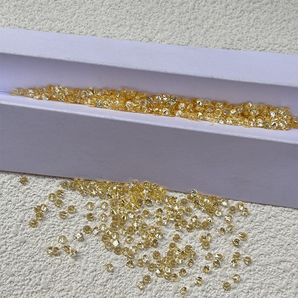 High Quality Loose Zirconia 1000pcs Golden Yellow Round Cut 0.8-10mm for Jewelry