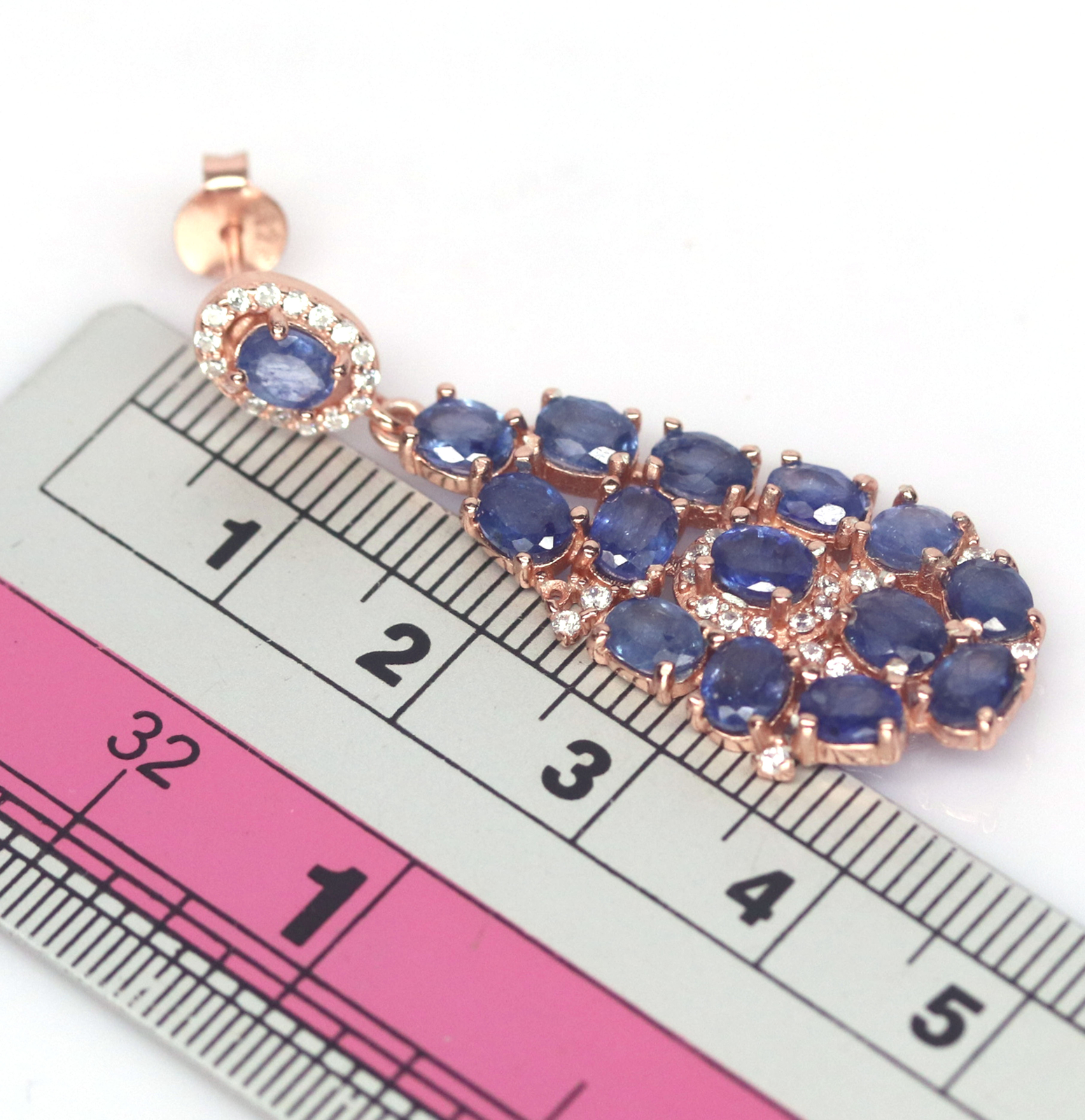 Heated Blue Sapphire Drop Earrings 925 Sterling Silver Cubic Zirconia
