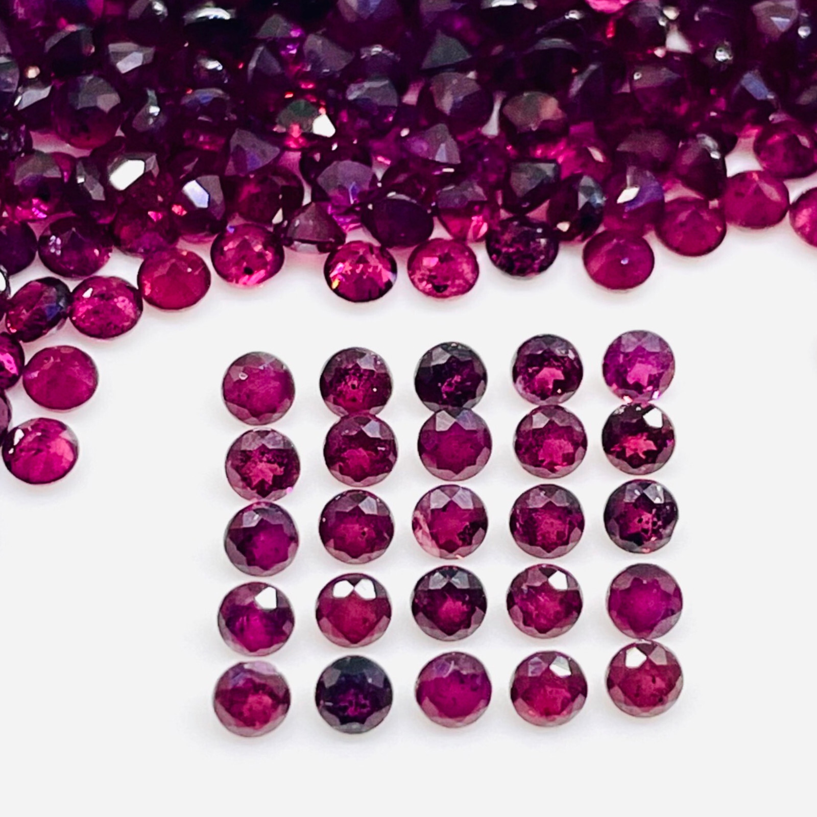 100 Pcs Natural Rhodolite Garnet 2.25mm Round Cut Loose Untreated Gemstones Lot