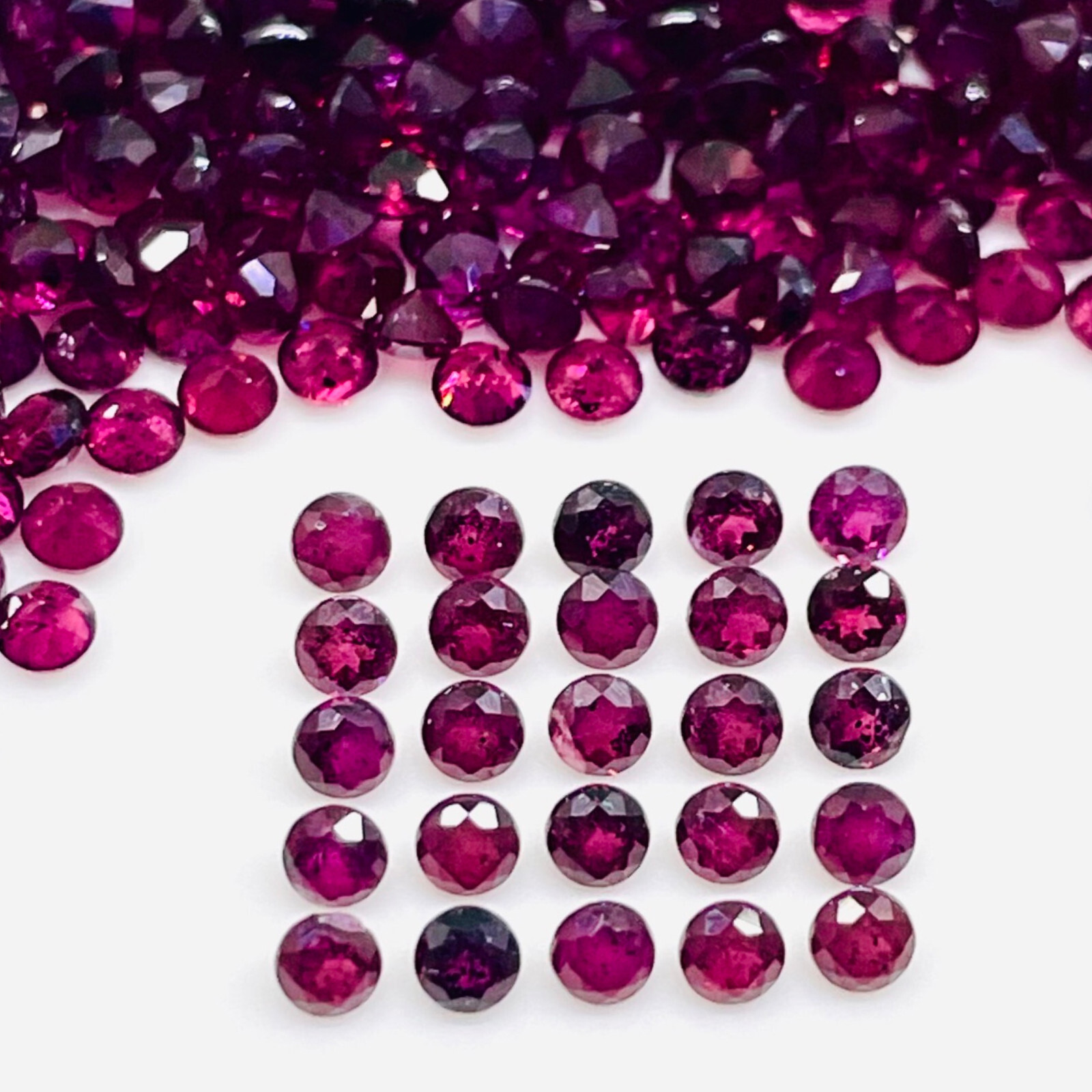 100 Pcs Natural Rhodolite Garnet 2.25mm Round Cut Loose Untreated Gemstones Lot