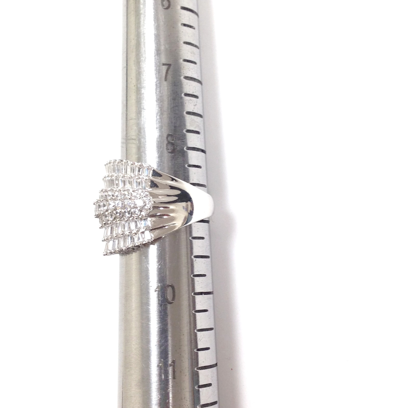 FZN Fuzion Creations Sterling Silver Clear CZ Wide Band Ring Size 8.75 Jewelry