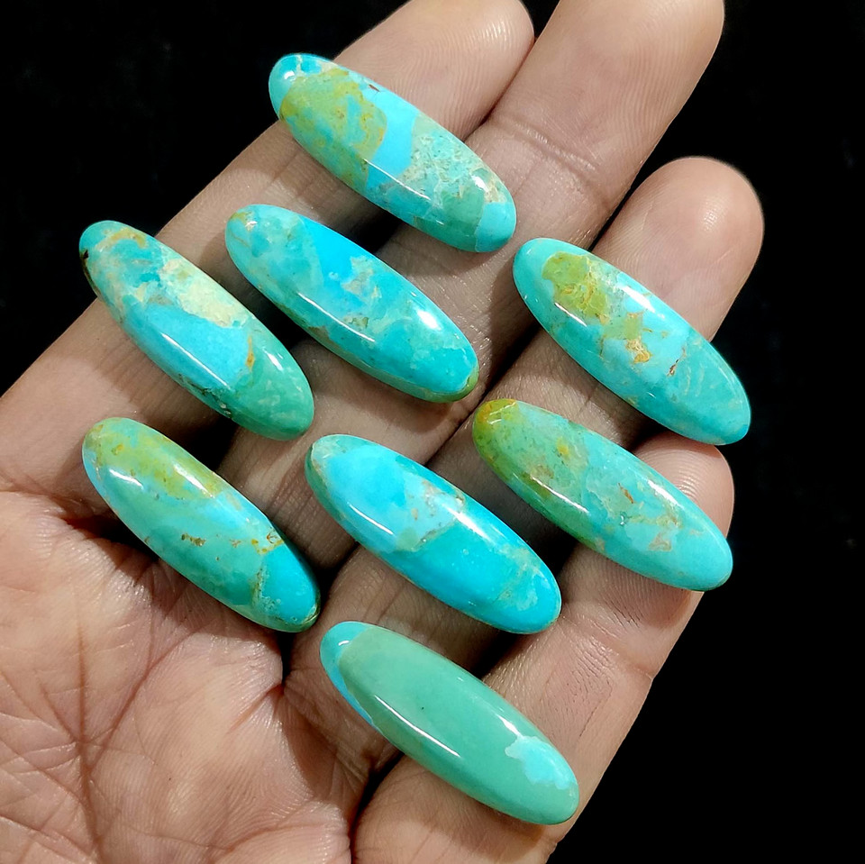 [WHOLESALE] BLUE MOHAVE TURQUOISE CABOCHON LONG OVAL SHAPE LOOSE GEMSTONE