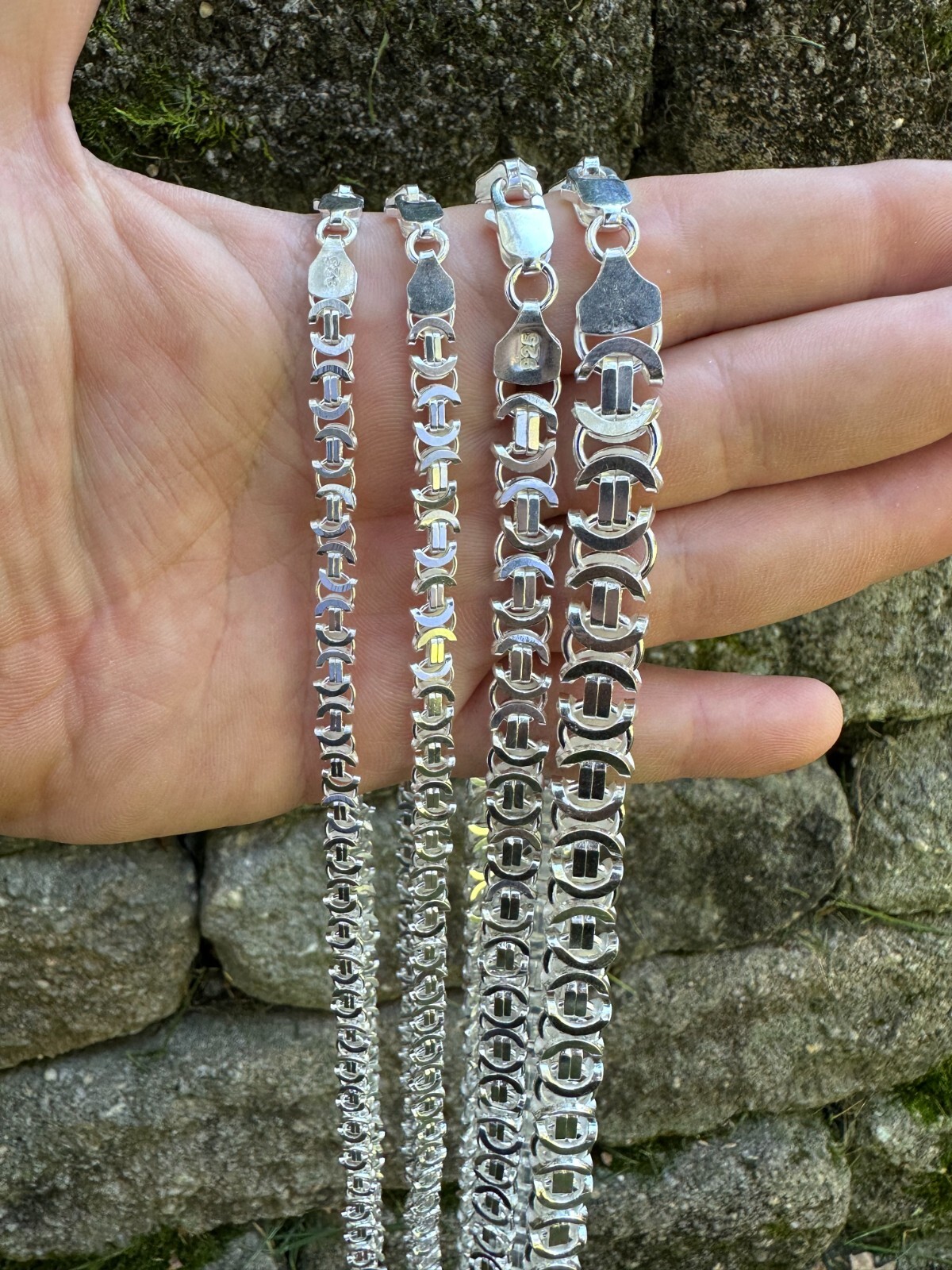 Real Solid 925 Sterling Silver Flat Byzantine Chain Mens Necklace Or Bracelet