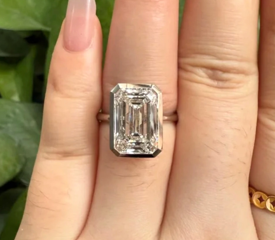 925 Silver, White Diamond Solitaire Ring, 11.55 Ct Certified Treated-Pretty Look