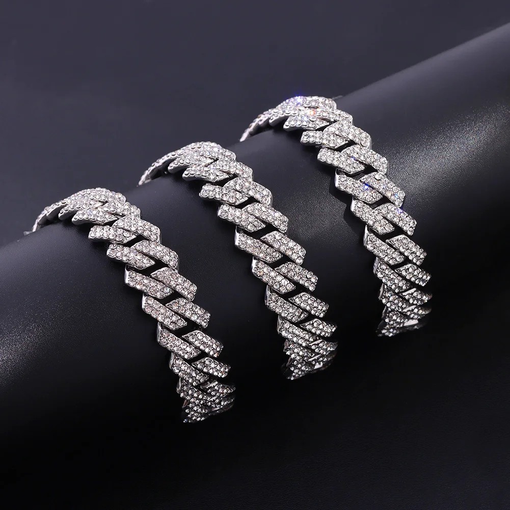 Cuban Link Chain & Bracelet Set CZ Hip Hop Iced Out Bling Gold Silver