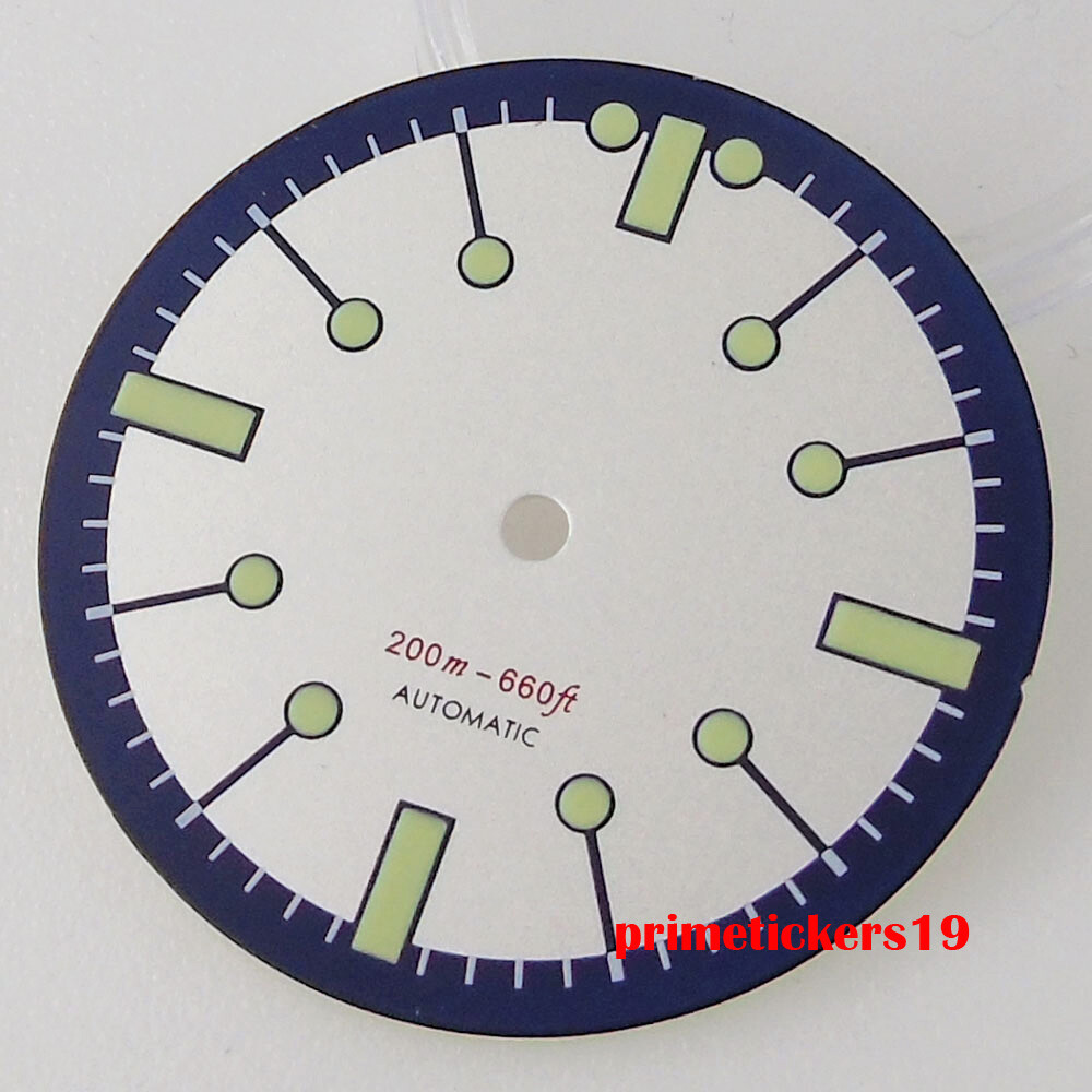 31mm Black White Watch Dial Face Hands Set Green Luminous Fit NH35 NH36 Movement