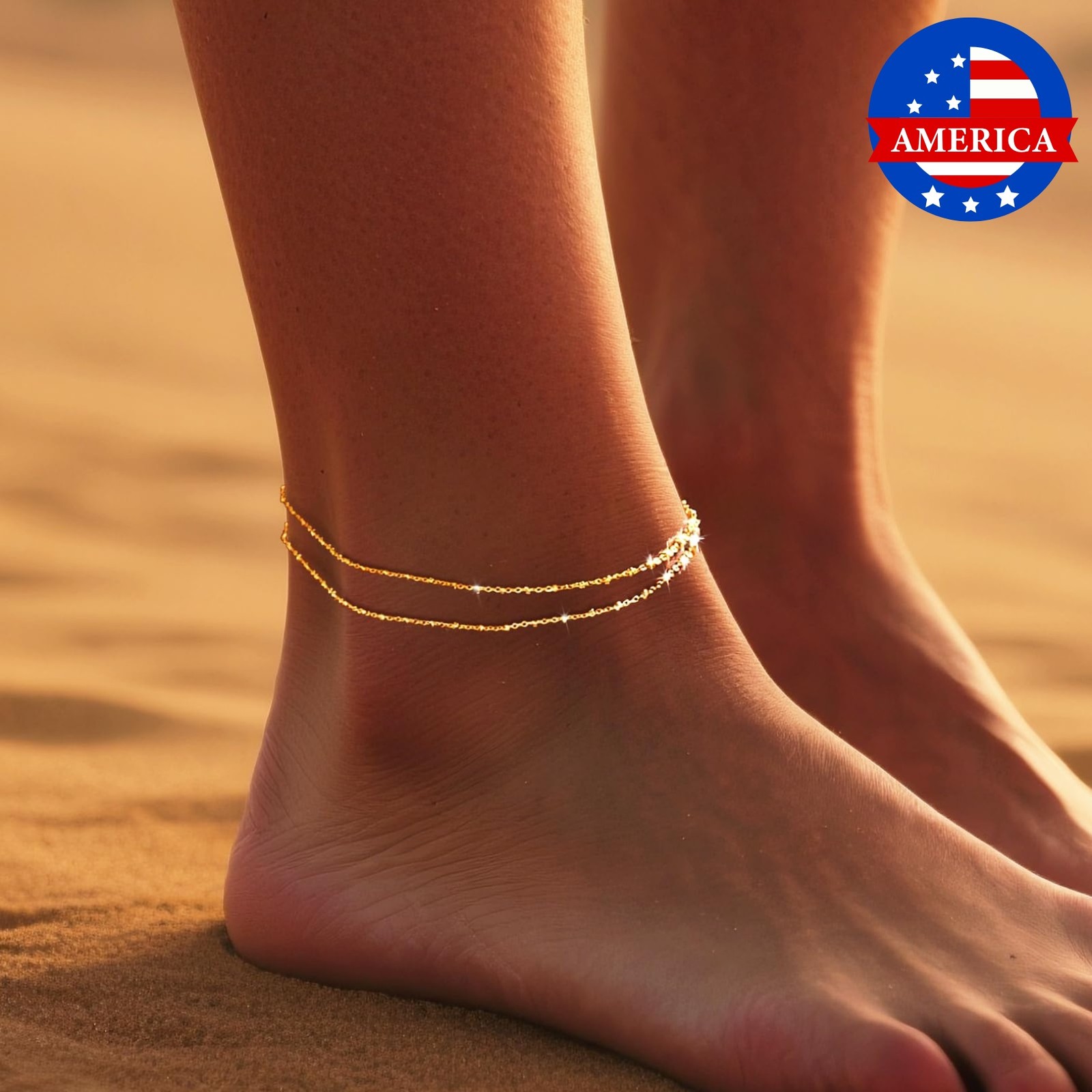 Gold Ankle Bracelets for Women, Waterproof Layered Anklet Bracelets Gold Jewelry