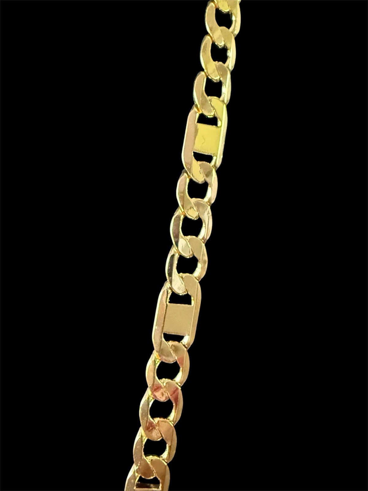 Gold Figaro Chain none tarnish Jesus Head Pendant White CZ Lobster