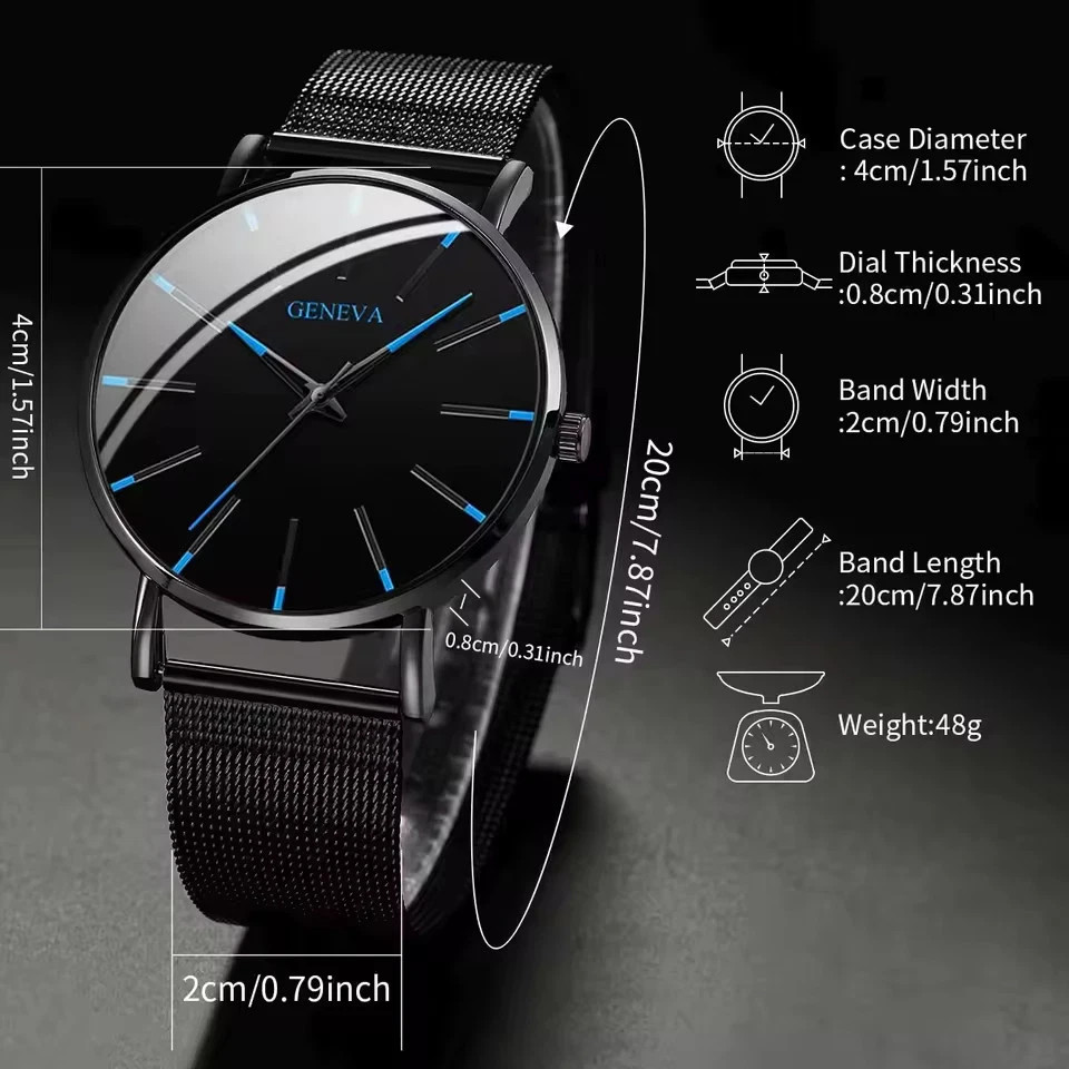 Waterproof Men’s Watch Stainless Steel Quartz Luminous Classic Watches Business