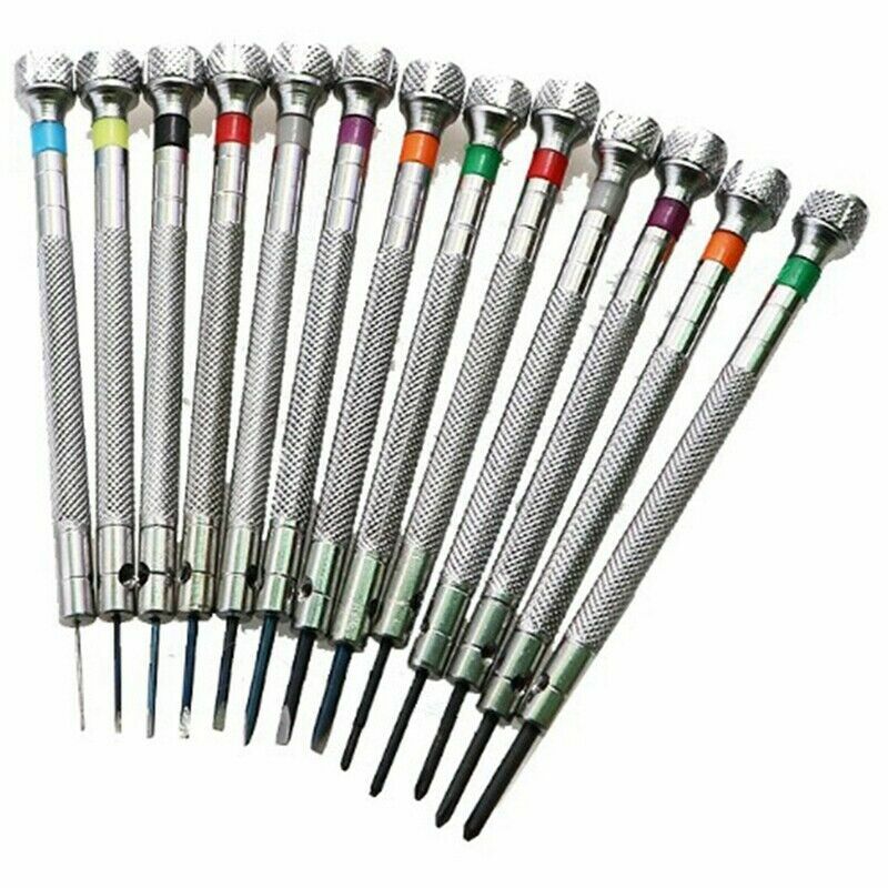 New 0.6Mm-2.0Mm 13PCS Watchmakers Screwdrivers Set Watch Glasses Flat Blade As