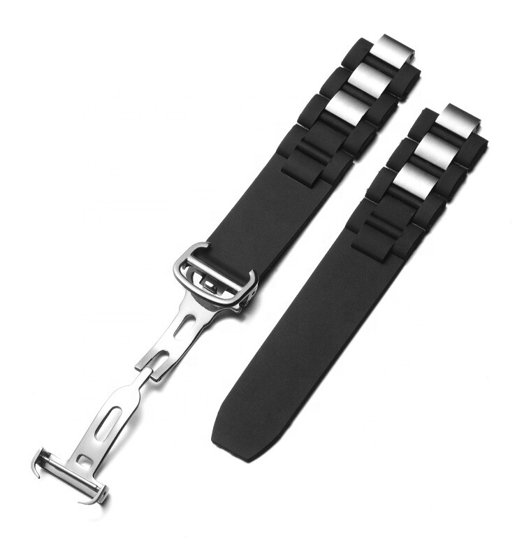 DISMAY 20mm 10mm Silicone Rubber Watch Strap Band For CARTIER 21 Chronoscaph 21