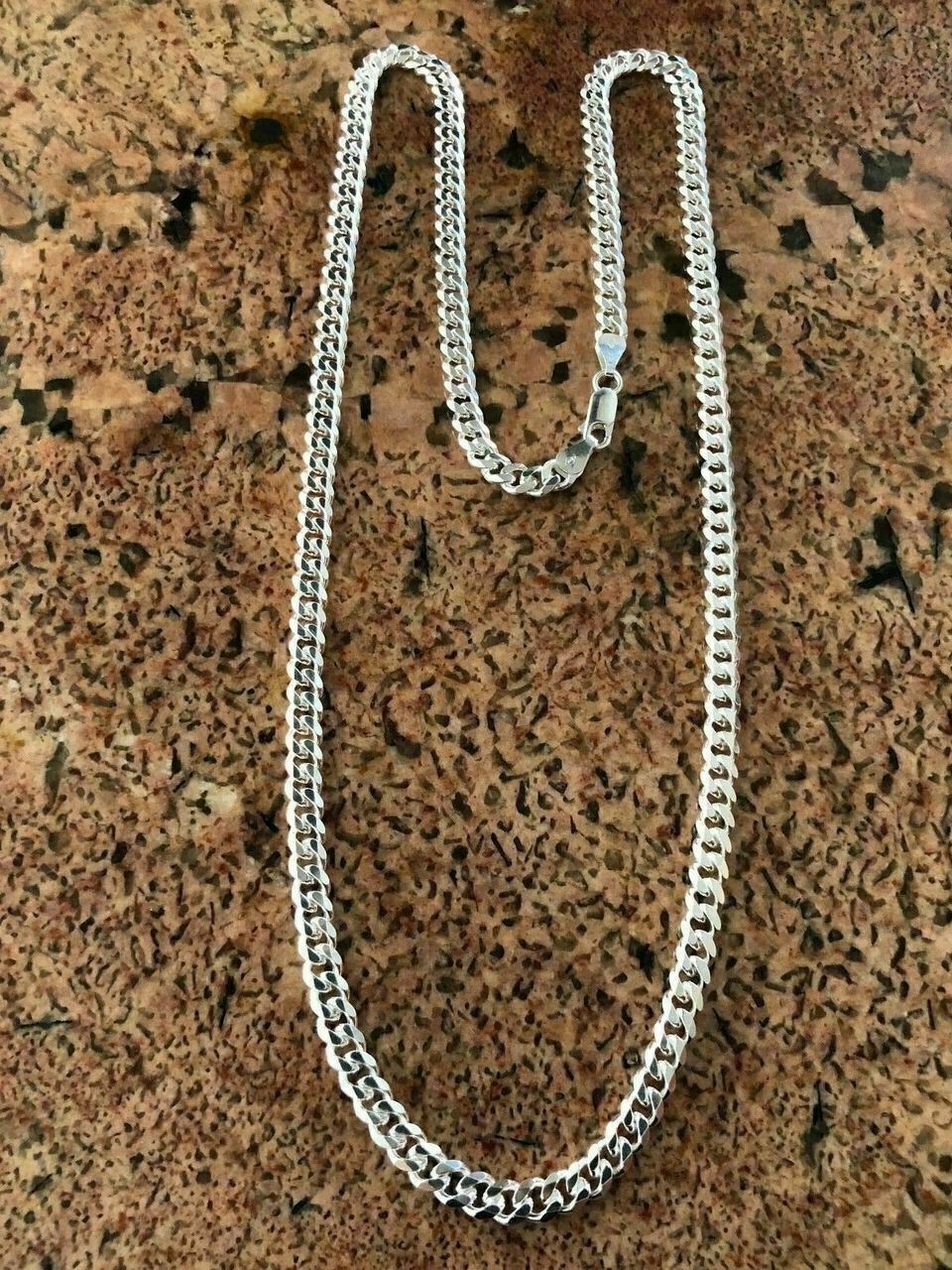 Solid 925 Sterling Silver Mens 5mm Tight Link Miami Cuban Link Chain Heavy ITALY