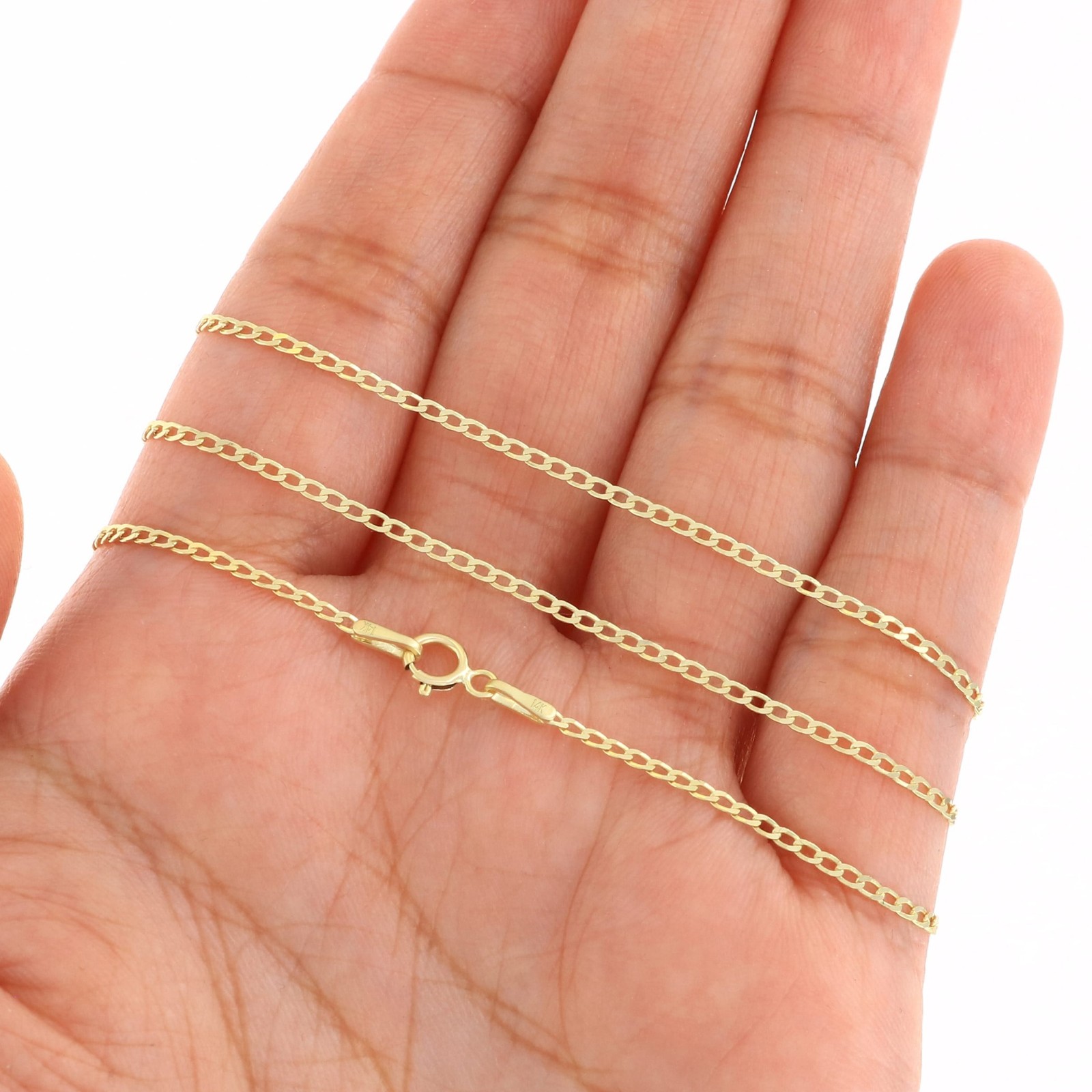14K Yellow Gold Solid 1.5mm-12mm Cuban Curb Chain Link Pendant Necklace 16″- 30″