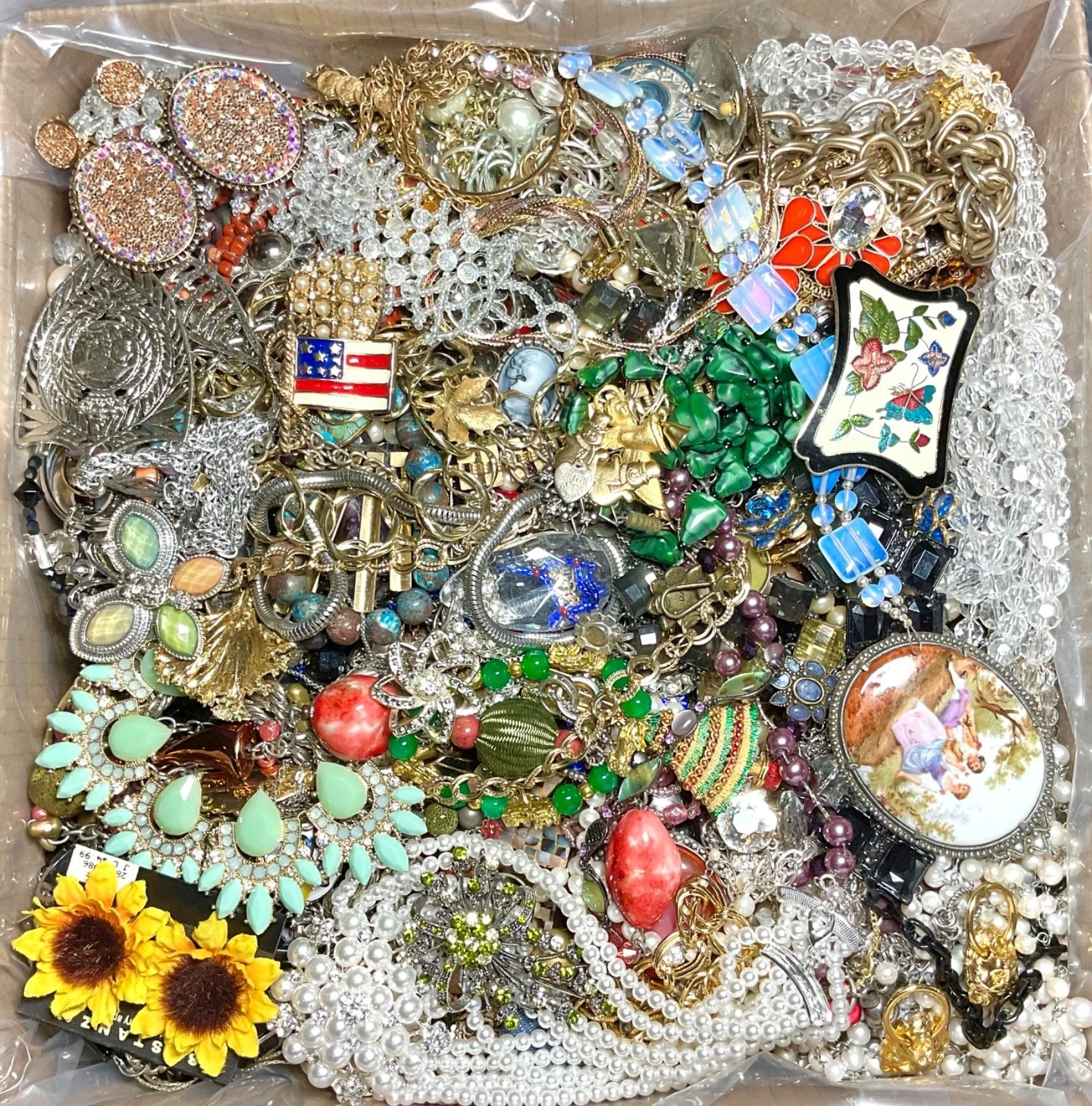 10 Pounds Lbs Unsorted Jewelry Making Lot Some Wear Resell Mixed In Junk Tangled