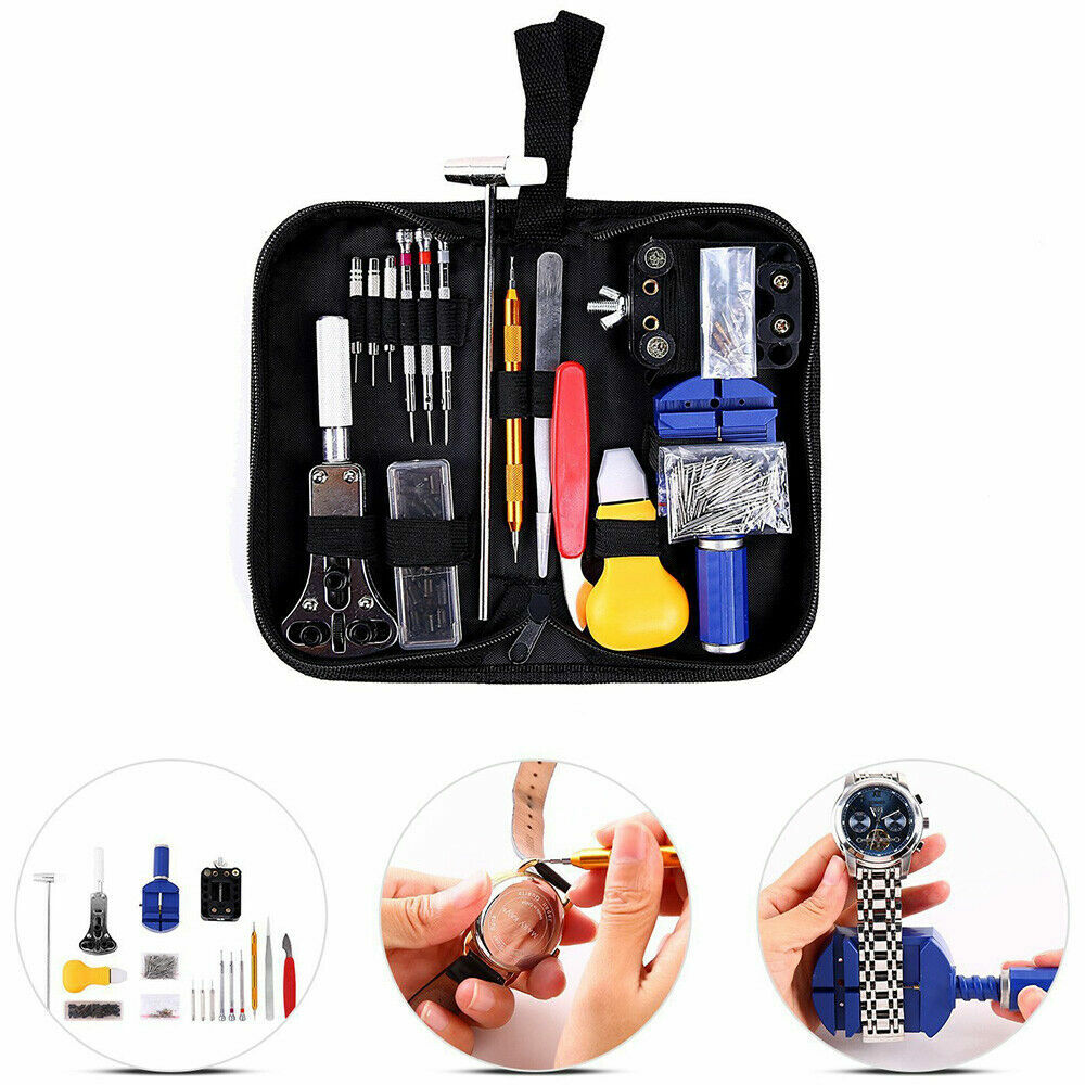 147PC Watch Battery Change Repair Tool Band Pin Remover Back Case Opener 55mm Ki